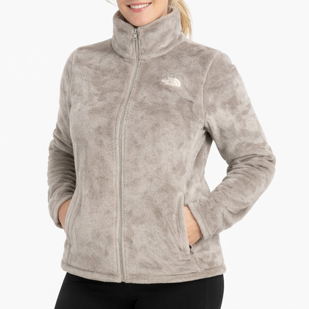 Northface Osito Jacket Womens L Gray Performance Casual Fleece Zip Up Close NWT